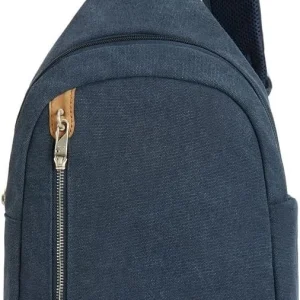 Travelon Anti Theft Heritage Sling Bag Indigo Canvas RFID iPad Tablet NWT